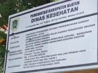 Proyek Rp 2,2 Miliar Terancam Gagal! Progres Amburadul, Dinas Kesehatan Klaten Lempar Tangan
