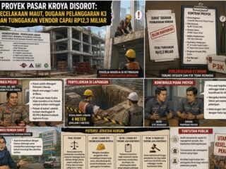 KECELAKAAN MAUT PROYEK PASAR KROYA (BAGIAN II), ; Kecelakaan Kerja Maut di Proyek Pasar Kroya Diusut, Polisi Soroti Minimnya Fasilitas K3 dan Sikap Tertutup Kontraktor