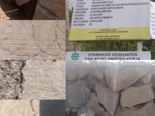 Senilai Rp4,8 Miliar, Jalan Sepakung–Pagergedog Baru Selesai Sudah Retak Parah, Pondasi Diduga Berongga